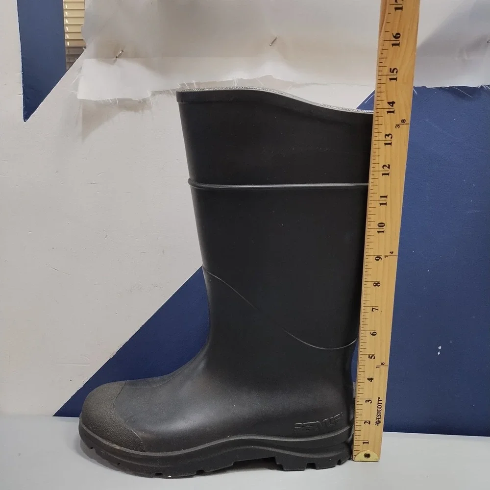 Servus Work Rain Boots Mens Size 10 Black Rubber Waterproof Heavy Duty Pull On